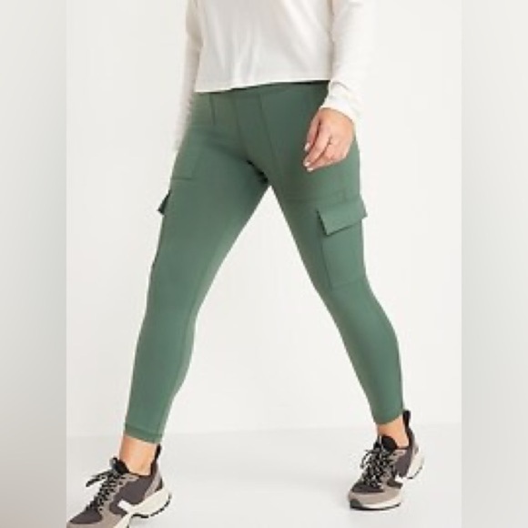 NWT! Green High-Waisted PowerPress Cargo 7/8-Length Leggings - Small 🏋️ - Picture 2 of 3